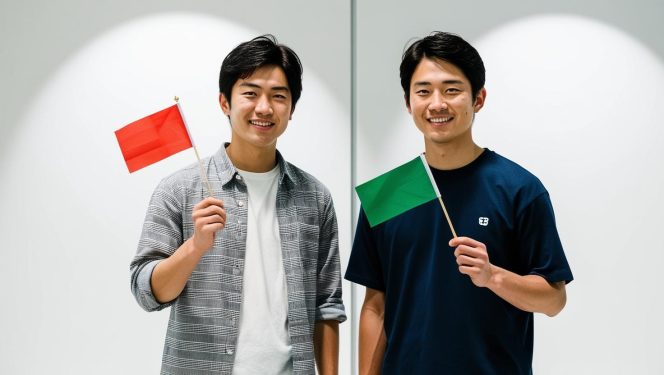 
					Ilustrasi cowok red flag dan cowok green flag 